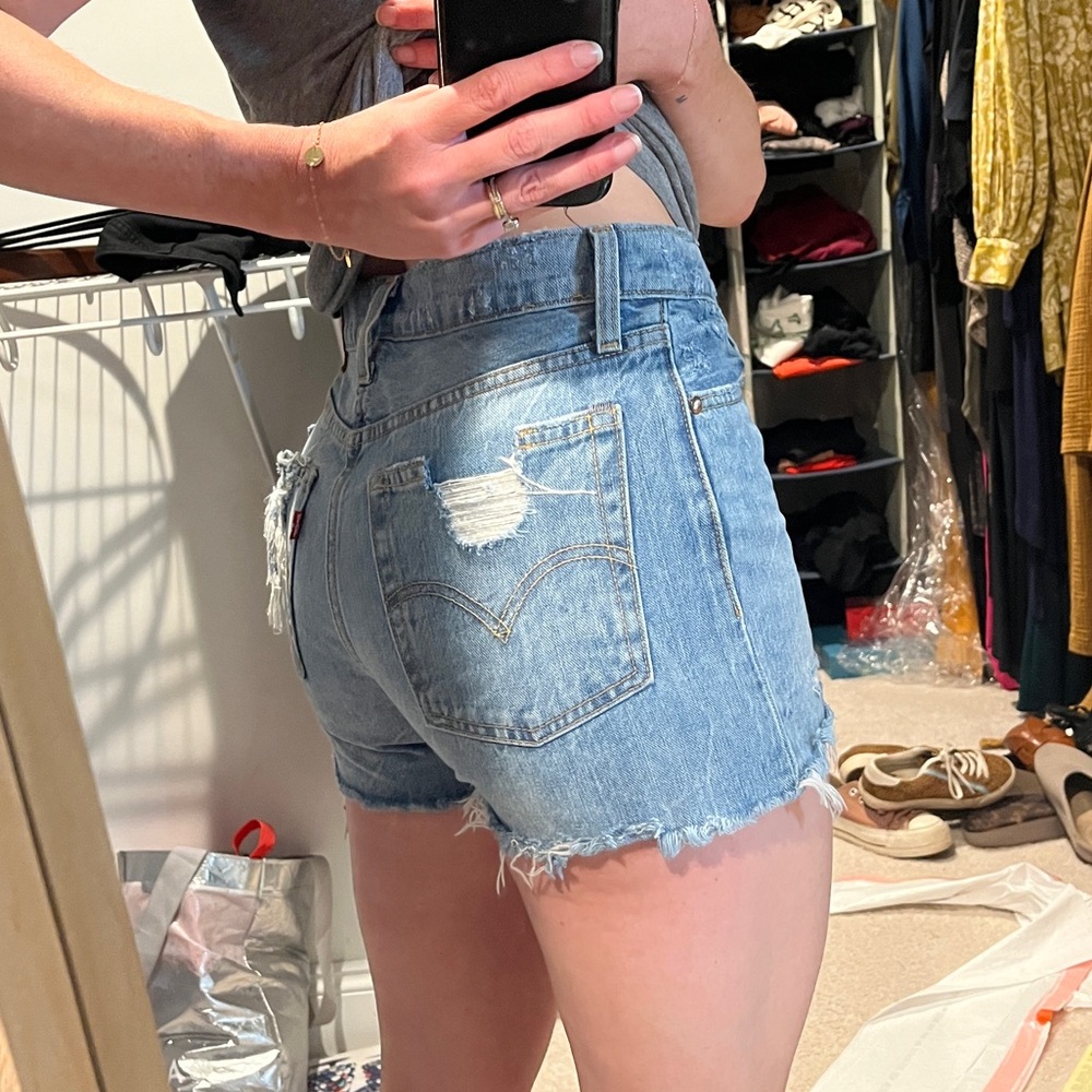 Levi's Vintage 90s Style Wedgie Icon Distressed Denim Shorts